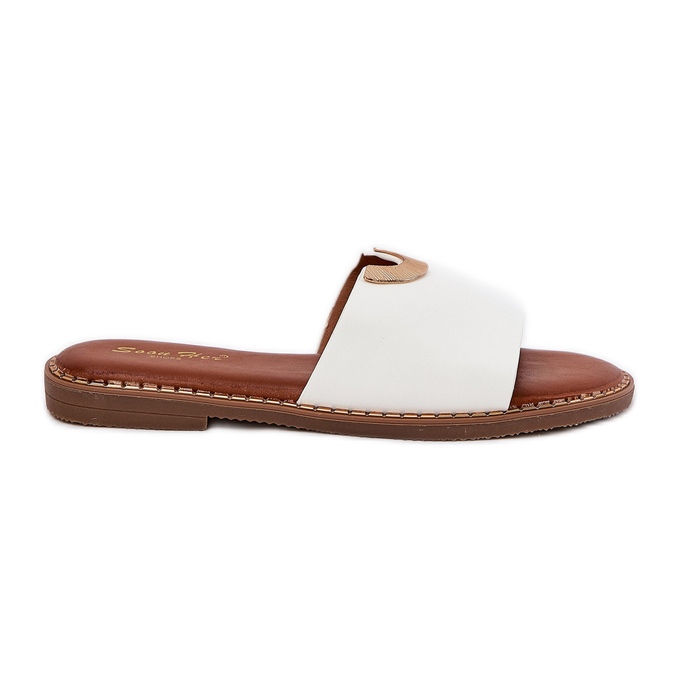 Slifor da donna in pelle Eco con dettagli bianchi decorativi bianco