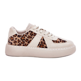 Sneaker da donna con stampa leopardata sulla piattaforma beige