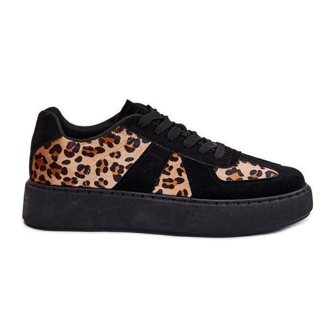 Sneaker da donna con stampa leopardata sulla piattaforma nera nero