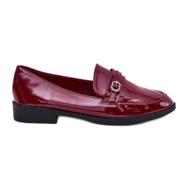 Mocassini da donna dipinti con una fibbia decorativa bordeaux rosso