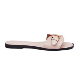 Flop da donna piatta con un morsetto di beige dorato