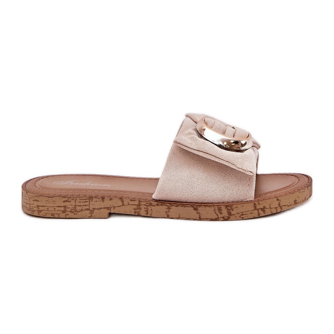 Infradito da donne piatti con dettaglio decorativo beige