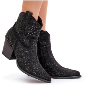 Stivali da donna decorati con tacchi alti con strumenti nello Spitz S.Barski Hy42-121 Black nero