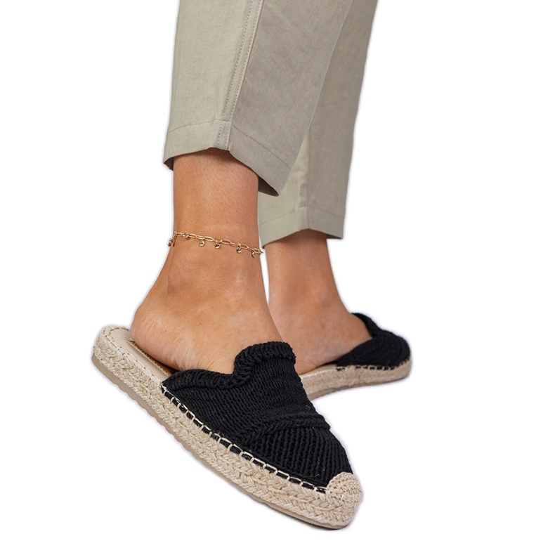 Pantofole di espadrille da donne nere nero