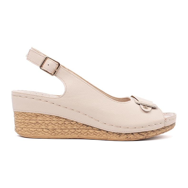 Goodin Light -Beige Sandals su un cuneo basso