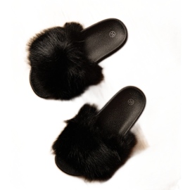 Flop per bambini neri con la pelliccia nero