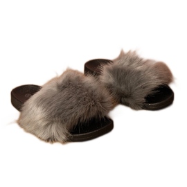 Flop per bambini grigi con la pelliccia grigio