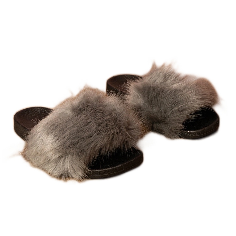 Flop per bambini grigi con la pelliccia grigio
