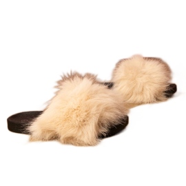 BEIGE Children's Flip Flip con la pelliccia