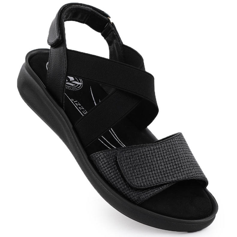 Sandali comodi da donna per la Jezzi nera in velcro 24142 nero