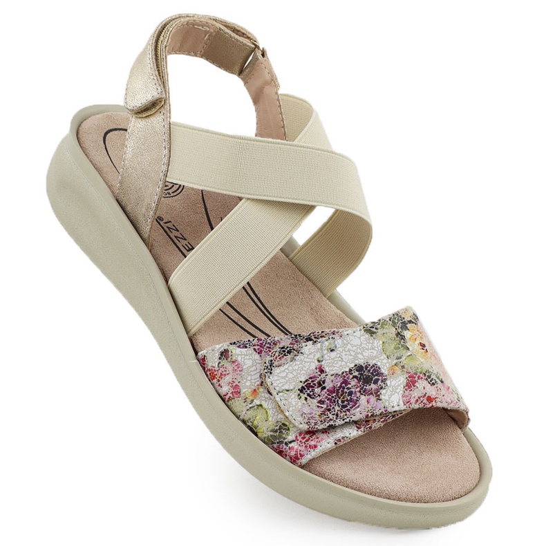 Sandali comodi delle donne per velcro beige jezzi 24142