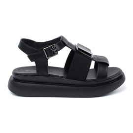 Goodin Sandali eleganti in pelle nera sulla piattaforma nero