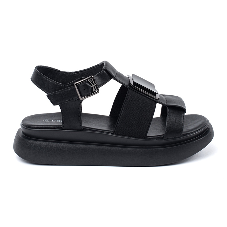 Goodin Sandali eleganti in pelle nera sulla piattaforma nero