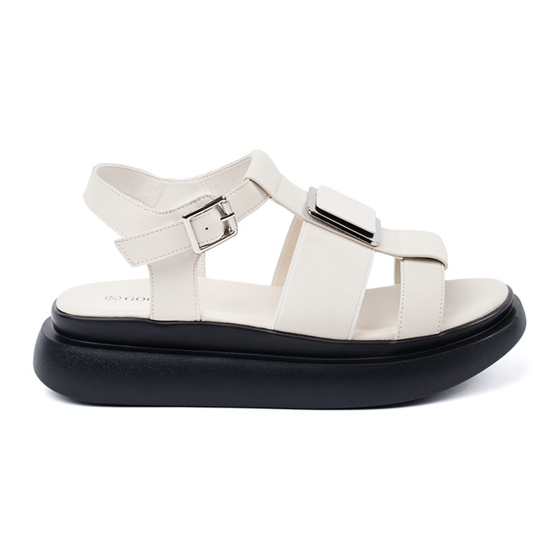 Goodin Light -beige in pelle sandali eleganti sulla piattaforma