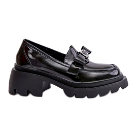 S.Barski Mocassini in pelle femminile con arco e cuore LZ42-032 nero