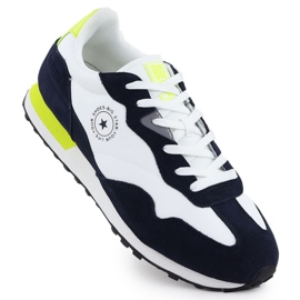 Scarpe sportive in pelle maschile sneaker bianche e blu navy big star RR174408 bianco