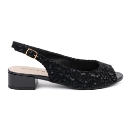 Goodin Sandali a bordo basso nero con stampa leopardata