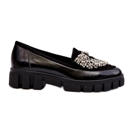 Mocassini da donna in vernice Laura Messi 2785 Nero