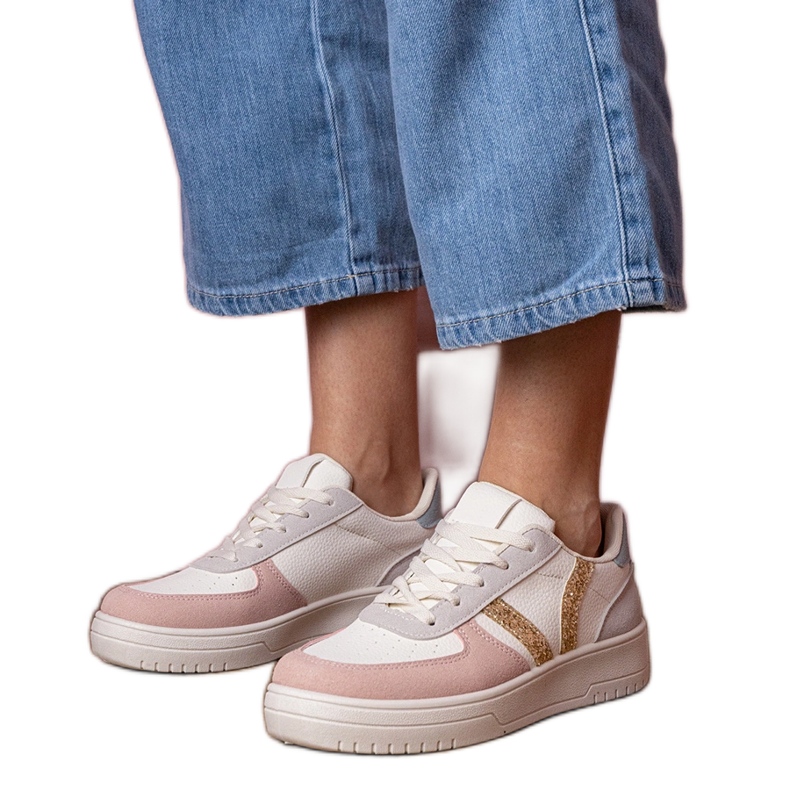 Sneaker sneaker multicolori decorate con glitter bianco