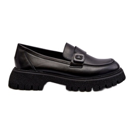 Vinceza Mocassine femminili con una striscia di inserto in pelle nera nero