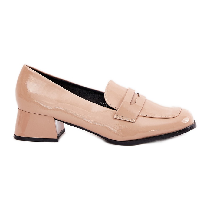Pompe nude a ruote basse dipinte beige