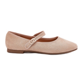 Ballerinas con beige in pelle scamosciata con cintura e fibbia