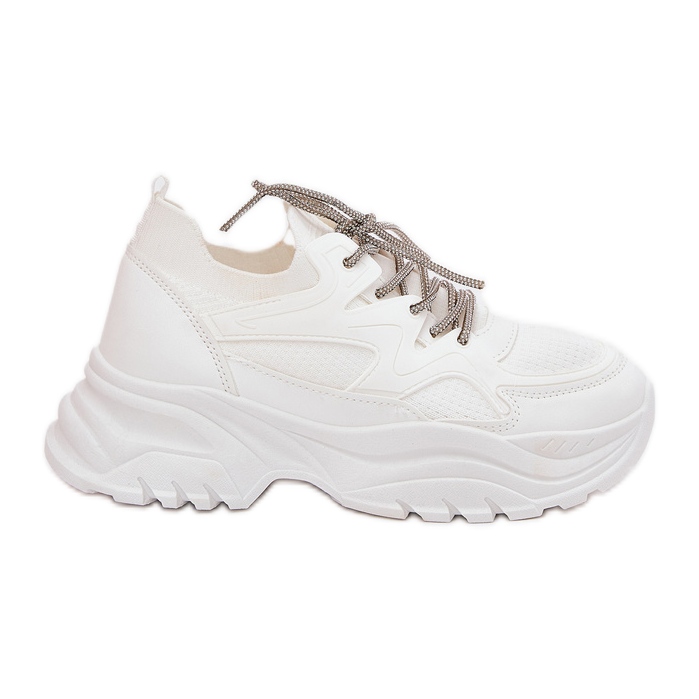 Sneaker da donna su una piattaforma decorativa allacciatura bianca