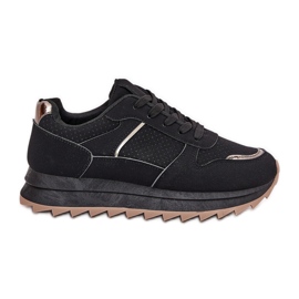 Scarpe sportive femminili sulla piattaforma nera nero