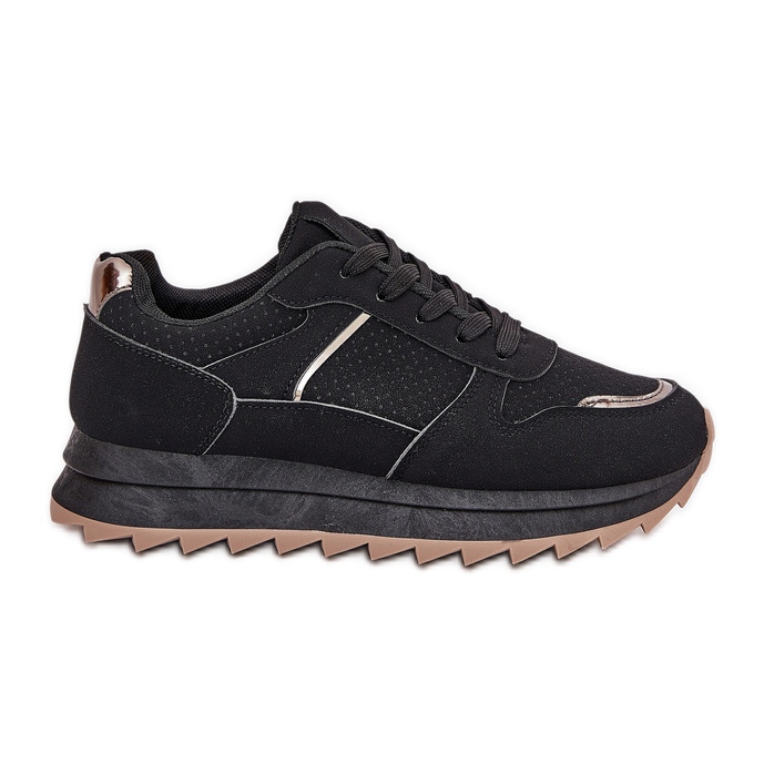 Scarpe sportive femminili sulla piattaforma nera nero