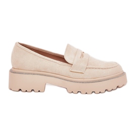 Eco -mocassine femminili con zirconi beige