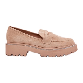 Eco -mocassine femminili con zirconi kaki beige