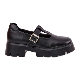 Scarpe da donna con una fibbia sulla piattaforma e tacchi piatti neri nero
