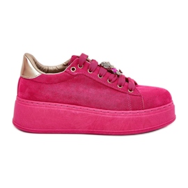 Sneaker femminili sulla piattaforma con Teddy Bear Fuchsia rosa