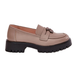 Mocassini in pelle femminile con pin Bear Vinceza 18109 beige