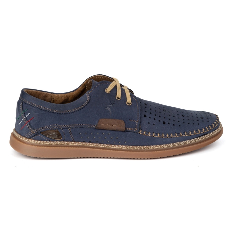 Olivier Scarpe estive in pelle maschile 206L con perforazione blu