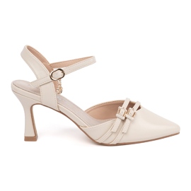 Goodin Pompe beige leggere con un tacco aperto