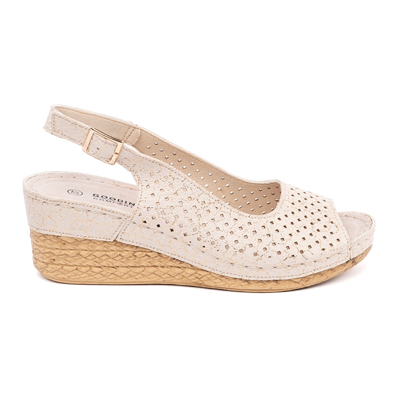 Goodin Sandali con zeppa traforati beige