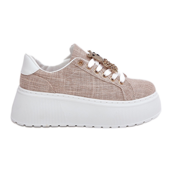 Sneaker sulla piattaforma con un pin orso s.barski bf51-014 beige