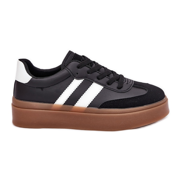 Evento Sneaker femminili sulla piattaforma con eco in pelle nera nero