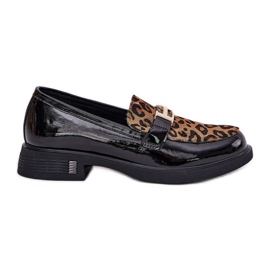 Cuoio Varnished Moccasins Leopard Vinceza 66790 Nero