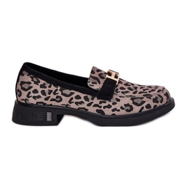 Suede Moccasins femminile Vinceza 66792 Stampa leopardo grigio