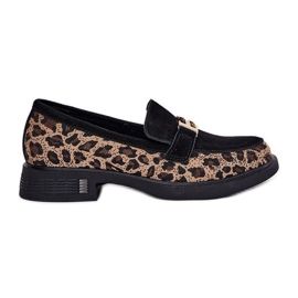 Suede Moccasins femminile Vinceza 66791 Stampa leopardo nero