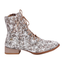 Maciejka a tacco piatto in pelle 06391-25 stivali beige