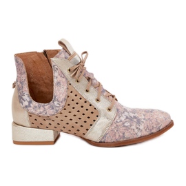 Stivali in pelle maciejka stivali 05541-04 beige-gold