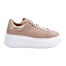 Lemar Scarpe sportive in pelle da donna sulla piattaforma beige