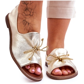 Ballerinas in pelle femminile Zazoo 2660/064 PLN d'oro