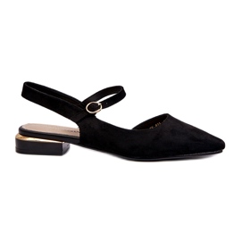 Ballerine da donna con tacco basso e tacco aperto Sergio Leone SK831 Nere nero