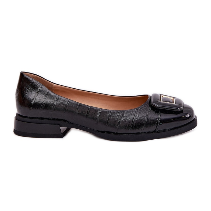 S.Barski Ballerine in pelle con decorazione mk51-059 nero