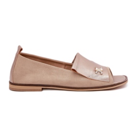 Ballerina elegante in pelle con dita nude Zazoo 1865 beige