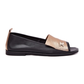 Pallerina elegante in pelle con dita nude Zazoo 1865 oro-nero